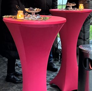 Stehtischhusse Stretch Stehtisch Ø 60 cm Tisch Husse Bistrotisch Weiß Kunden-Foto 1