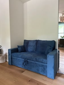 Sofa AIKIDO 150x85 - mit schlaffunktion - Farben zur Auswahl - modernen Sofa - mit Bettkasten - Moderner Cordstoff - Stoff POSO 047 Olivgrün Kunden-Foto 1