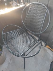 SONGMICS Balkonmöbel, 3er Set, Gartenmöbel-Set, mit Tisch, 2 Stühlen, tintenschwarz Kunden-Foto 3