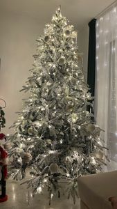 Yorbay 210cm Künstlicher Weihnachtsbaum  Tannenbaum mit Beleuchtung Weiß Schneeflocken LED  für Weihnachten-Dekoration Kunden-Foto 9