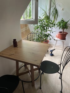 Tribesigns Moderner Esstisch, 80 cm Küchentisch für kleine Räume, für 2–4 Personen, Mid-Century Modern-Stil für Küche und Esszimmer, Braun Kunden-Foto 1
