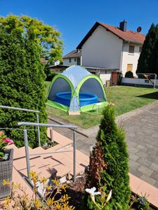 LED Event Pavillon 3,6 x 3,6m DomeShelter Garten Pavillion inkl. Solarmodul Pavilion Designer Gartenzelt Camping Pavilon Partyzelt mit Beleuchtung - anthrazit Kunden-Foto 1