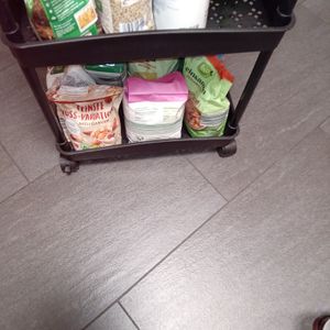 3-stöckiger Küchenwagen, Allzweckwagen, Servierwagen mit Griff, Multifunktions Aufbewahrungswagen, für Büro, Wohnzimmer, Küche, Weiß Kunden-Foto 1