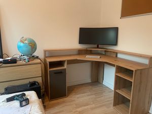 byLIVING Schreibtisch FOX / Gaming-Tisch in Artisan-Eiche-Optik / Tür anthrazit / mit Aufsatz / Mit viel Stauraum und großer Tischplatte / Computer-Tisch / PC / Arbeits-Tisch / B 139, H 90,8, T 139 cm Kunden-Foto 1