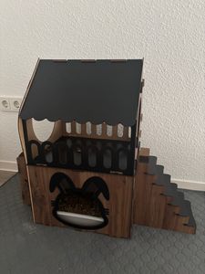 Jungengel Hasenhaus Kaninchen Meerschweinchen XL 2 Etagen Indoor Treppe anthrazit-braun Kunden-Foto 1