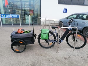 HOMCOM 2-in-1 Fahrradanhänger Lastenanhänger 40 kg Belastbarkeit Schwarz+Grau Kunden-Foto 1