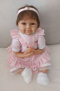 Lonian 55 Cm Reborn Baby Puppe – Realistische Silikon-Puppe Mit Langen Haaren (Lila) – Geschenk Für Kinder