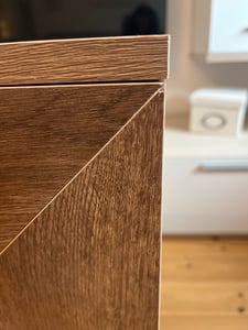 Tribesigns 110 cm  Konsolentisch, Landhaus-Sofatisch Holz, moderner kleiner Akzent-Konsolentisch, geriffeltem Design Flur Eingangsbereich, Braun Kunden-Foto 2