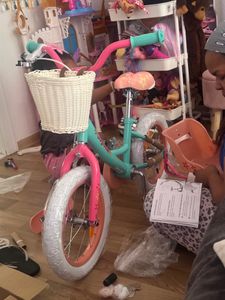 HILAND Joystar 18 Zoll Kinderfahrräder Mädchen mit Puppensitz, Stützräder, Korb, Schutzbleche, V-Brake-Bremsen, Rosa Kunden-Foto 1