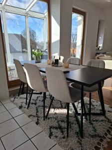 Tribesigns Esstisch für 6–8 Personen, großer moderner Esszimmertisch mit Metallrahmen, 180*80 cm Küchen-Esstisch für das Esszimmer, Schwarz Kunden-Foto 1