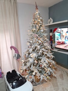 Yorbay 210cm Künstlicher Weihnachtsbaum  Tannenbaum mit Beleuchtung Weiß Schneeflocken LED  für Weihnachten-Dekoration Kunden-Foto 4