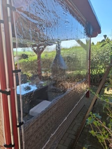 Wasserdichte Transparente PVC Plane mit Ösen, wetterfeste Plane strapazierfähige Vordächer Faltbar,3 × 6M Regenschutz Abdeckplane für Gartenmöbel Pflanzen Gewächshaus Kunden-Foto 3