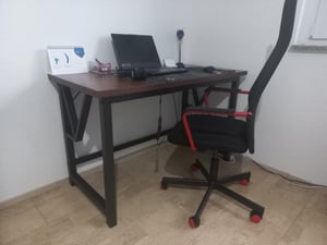 Gaming-Schreibtisch Dunkle Buche Modern Mit Regal Industrial Loft 120 Cm Kunden-Foto 2