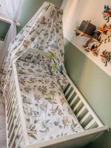 TupTam Kinder Bettwäsche Set Babybettwäsche Bettbezug 100 x 135 120 x 90 Kissenbezug 40 x 60 Jungen Mädchen 2-tlg, Farbe: Safari / Löwe / Braun / Blätter / Grün, Größe: 135x100 cm Kunden-Foto 1