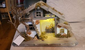 Presepe grande in vero legno con illuminazione in 39 x 23 x 19 cm Foto del cliente 1