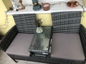 SVITA CHICAGO Rattan-Bank Garten-Bank Lounge Sitzecke Schwarz Kunden-Foto 3