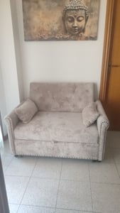 Merax 3-in-1 Schlafsofa mit Bettfunktion, 2-Sitzer Klappsofa aus Chenille, ausziehbares Gästebett mit verstellbarer Rückenlehne, Braungrau Kunden-Foto 1