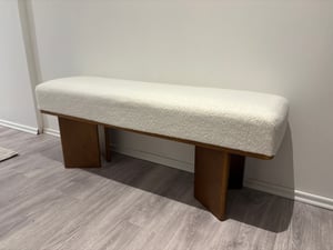 Tribesigns Banc de rangement de 120 cm pour l'entrée avec coussin, banc de lit rectangulaire pour la chambre à coucher, rembourré couleur ivoire Photo du client 1