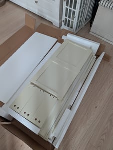 Mesa consola vintage de COSTWAY con 2 cajones y 2 armarios, mesa estrecha para pasillos con estante abierto y sistema antirrobo, mesa de entrada, mesa auxiliar, color azul Foto del cliente 1