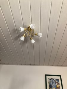 QAZQA - Klassisch I Antik Klassische Deckenleuchte I Deckenlampe I Lampe I Leuchte Gold I Messing mit Opalglas 5-flammig - Inez I Wohnzimmer I Schlafzimmer - Stahl Organisch - LED geeignet E14 Kunden-Foto 2