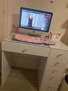Stolik kosmetyczny VANITII z oświetleniem LED, 8 szuflad, biały, wymiary: 120 x 55 x 81 cm Zdjęcie produktu od klienta nr 1