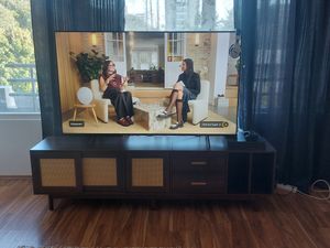 Merax szafka pod TV 190 cm na 75-calowy telewizor, niska szafka z rattanowymi drzwiami, 2 szuflady, 6 nóżek, dużo miejsca do przechowywania, do salonu, brązowa Zdjęcie produktu od klienta nr 1