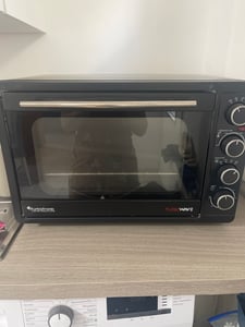 TurboTronic Minibackofen – EV45 – 38-L-Tischbackofen mit Umluft, Ober-/Unterhitze, Drehspieß, 2000 W, Innenbeleuchtung, Edelstahl, 2 Backbleche und Gitterrost Kunden-Foto 1