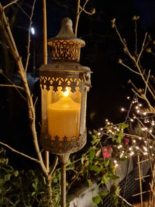 LED Kerze mit Timer Outdoor Kunststoff 7x12cm Hellgrün / Warmweiß Kunden-Foto 1