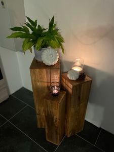 riess-ambiente Design Deko Säule 3er Set MAKASSAR 80cm braun Sheesham stone finish Kunden-Foto 2
