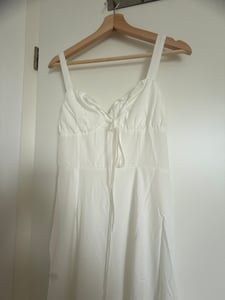 ASKSA Damen Sommer y aermellos Spaghettitraeger Boho Blumen Lang Kleid mit Schlitz (Hellweiss,L) Kunden-Foto 1