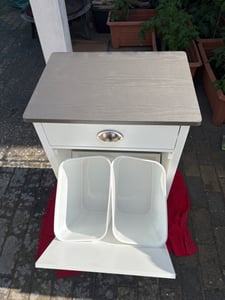 KESPER 2552613 Kuchynský vozík so systémom triedenia odpadu, biely lak, krycia doska s dekorom bambusu Fotografia od zákazníka č. 16