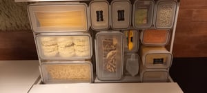 Vorratsdose 3.2L Vorratsdosen mit Deckel 4er Set,Frischhaltedose,Aufbewahrungsbox BPA-freier,mit Etiketten & Messbecher,Luftdicht,für Nudeln,Müsli,usw Kunden-Foto 1