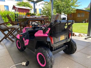 COSTWAY 2 Sitzer Kinderauto mit 2,4G Fernbedienung, 12V Kinder UTV mit Musik und Scheinwerfer, 2-4 km/h, für Kinder ab 3 Jahren Schwarz Kunden-Foto 1