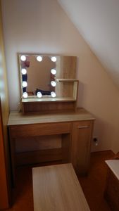 vidaXL LED-make-up tafel met kast, zwart, houtvezel Klantenfoto 1