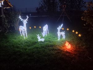 LEADZM 2-teiliges Weihnachtsbeleuchtung Rentier mit Schlitten & 135 warmweißen Lichtern, Weihnachten Deko für Außen und Innen Kunden-Foto 10