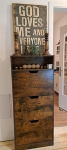 VASAGLE Schuhschrank Schuhregal mit 2 Klappen 60 x 24 x 102 cm vintagebraun Kunden-Foto 7