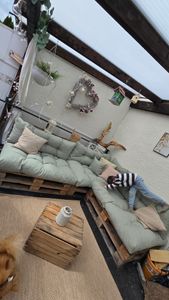 POKAR Palettenkissen mit schöner Steppung Auflage Palettensofa, Größe:8er Set, Farbe:Grün Kunden-Foto 1