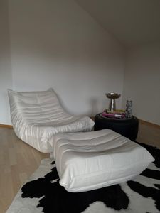 Canapé - Fauteuil-lit Canapé relax avec pouf Beige Photo du client 1
