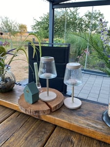 Anna´s Collection Solar Tischlampe Glas LED sand 15x14,5cm 1 Stück Kunden-Foto 1