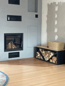 DanDiBo Houtopslagrek voor de kachel, binnen, met zitbank, metalen frame, zwart, model 96602. Houtopslagrek, houtopslag, kachelhoutstandaard, houtrek voor de open haard Klantenfoto 2