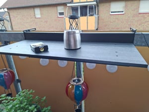 SucceBuy 12" x 32" Klappbarer Balkongeländer-Bartisch, Serviertisch für die Terrasse Kunden-Foto 1