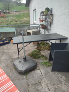 CASARIA® Gartentisch 180x75cm Klappbar Wetterfest Tragbar Kunststoff 8 Personen Garten Terrasse Camping Balkontisch Klapptisch Buffettisch Anthrazit Kunden-Foto 1