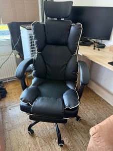 Gaming-Stuhl mit Ventilator, Bürostuhl, Luftkühler und Kühlung – Belüfteter Kühlsitz, mit Liegefunktion,  sanfte Vibrationsmassage, Schwarz Kunden-Foto 36