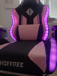 HOFFREE LED Gaming-Stuhl für Kinder 8-15 Jahre, Verstellbarer Gamer-Stuhl mit LED-Beleuchtung, Fußstütze & Lendenstütze, ergonomischer PC-Stuhl, Blau Kunden-Foto 1