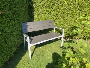 tectake® Gartenbank Line 2-Sitzer mit Aluminiumrahmen 128x59x88cm Kunden-Foto 1