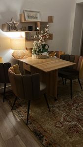 Mondeer Esstisch Klappbarer Küchentisch  mit einer Schublade und zwei Lagerregalkonsolen Esszimmertisch Kaffeetisch mit verstellbaren Füße Kunden-Foto 18