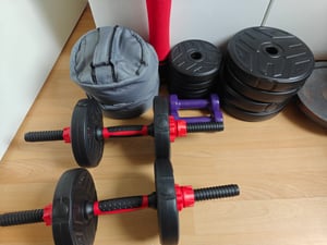 Hanteln Set 2er Kurzhanteln Langhanteln verstellbar Hantelset 20kg professionell Dumbbell mit Verbindungsstahlrohr Gewichten Kunden-Foto 1
