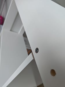 Flieks Etagenbett 140x200cm mit Schreibtisch und Regal, Kinderbett Doppelbett mit Led und Ladefunktion, Hochbett Holzbett mit Rausfallschutz, Weiß Kunden-Foto 1