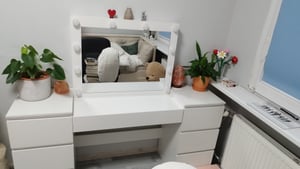 Schminktisch mit Spiegeln und Schubladen, weiß, für Make-up, modern, Loft Kunden-Foto 1