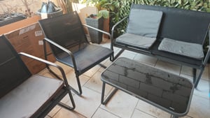 sweeek - Gartenset aus Metall und Textilene für 4 Personen - Anthrazit Kunden-Foto 2